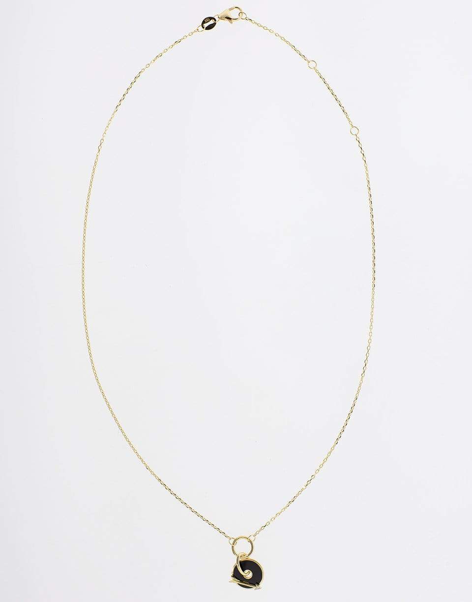 FOUNDRAE-Black Arrow Disk Necklace-YELLOW GOLD