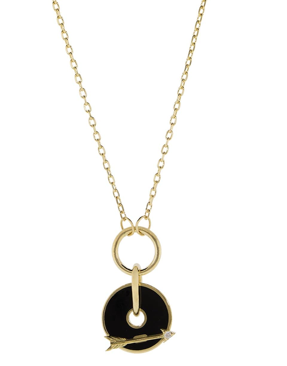 FOUNDRAE-Black Arrow Disk Necklace-YELLOW GOLD