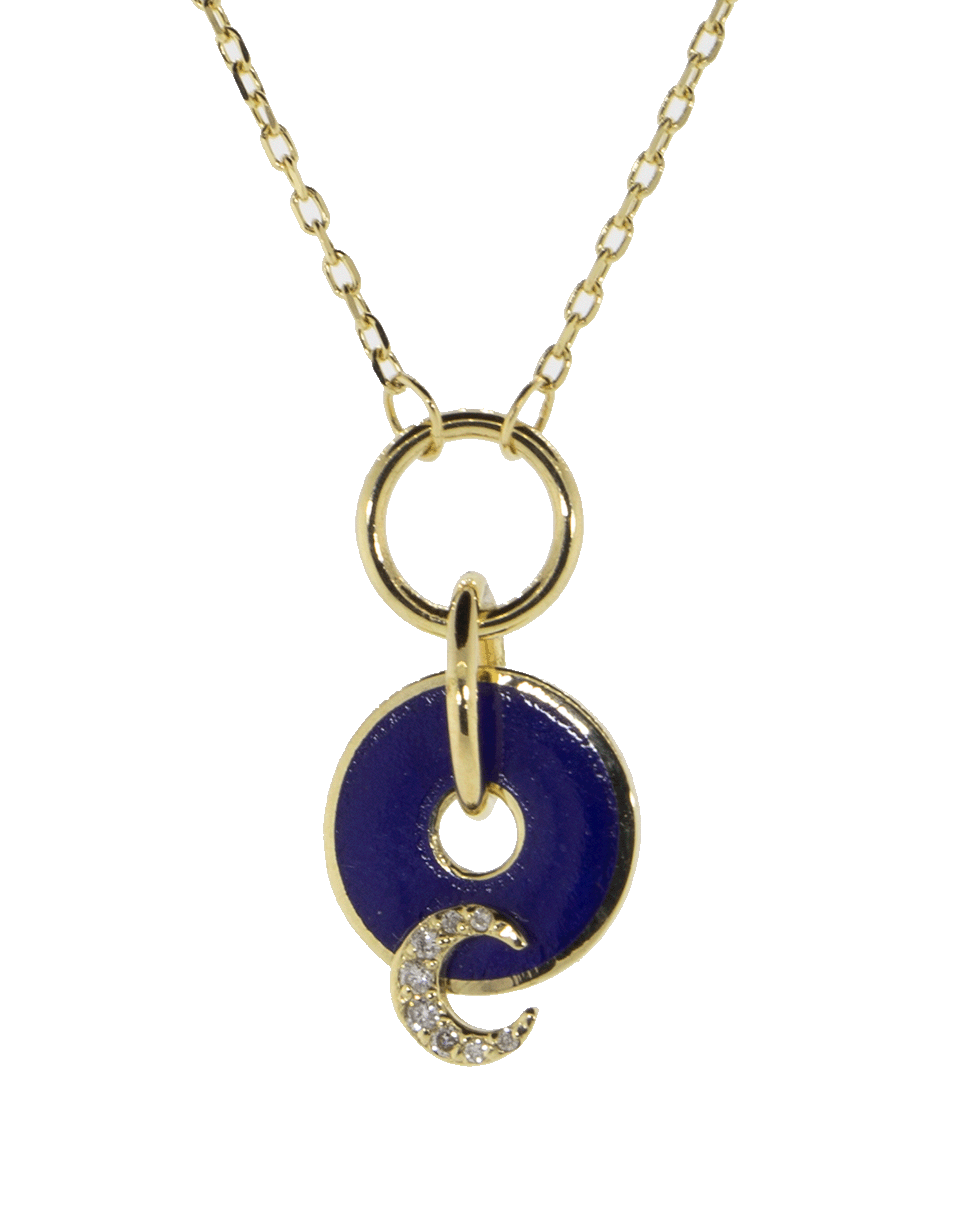 FOUNDRAE-Blue Crescent Disc Necklace-YELLOW GOLD