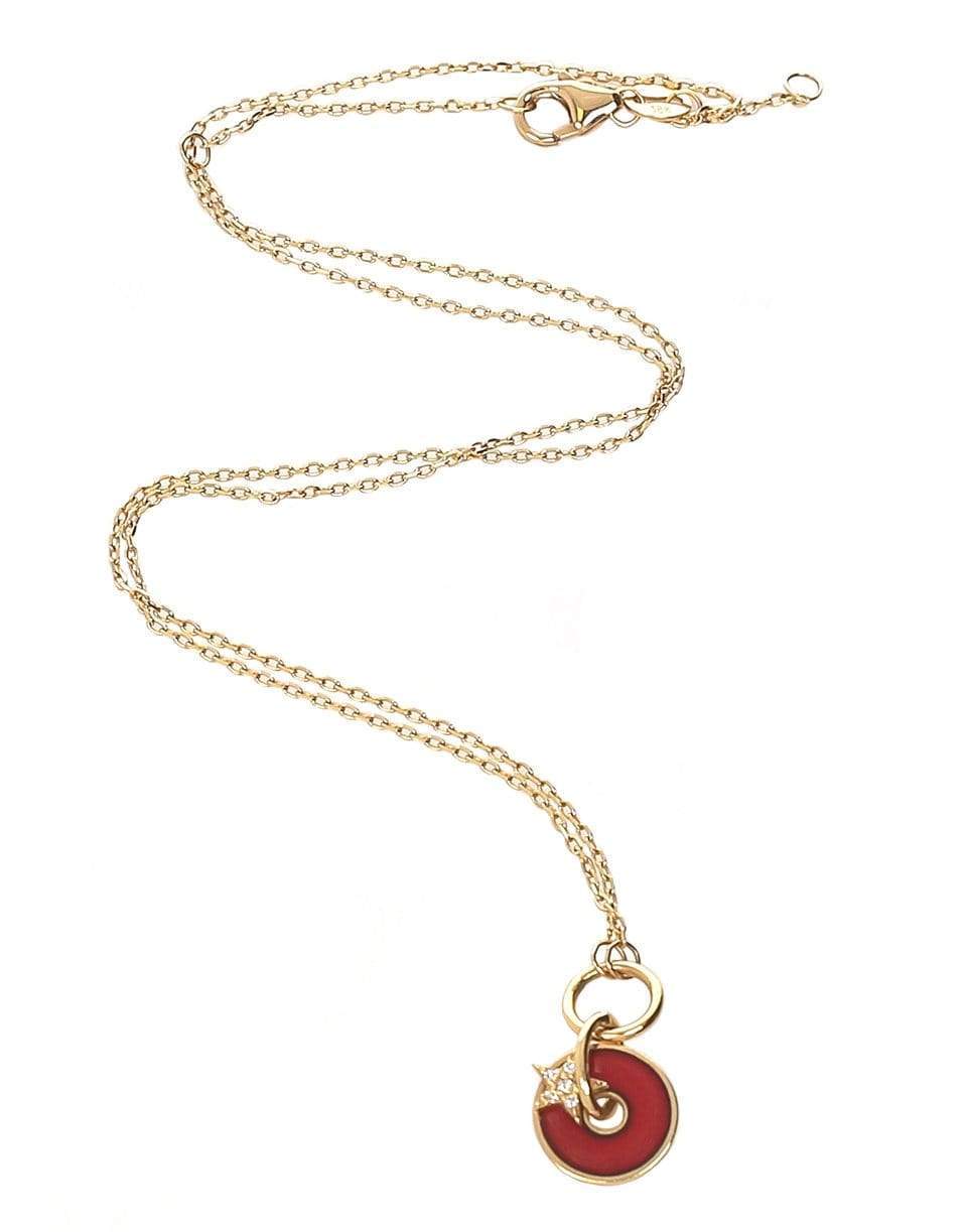 FOUNDRAE-Red Star Disc Drop Necklace-YELLOW GOLD