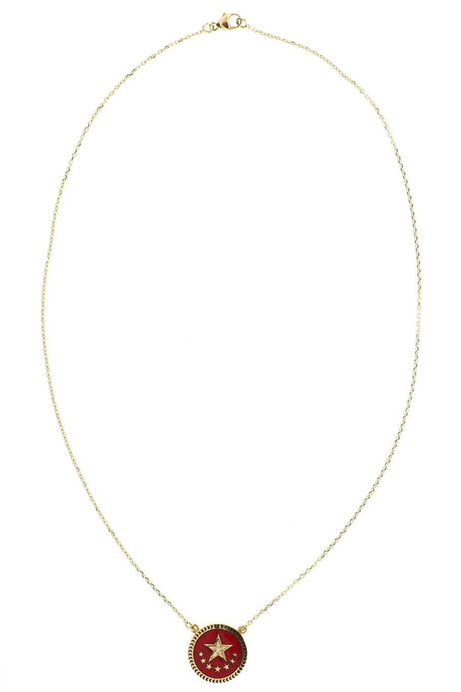 FOUNDRAE-Red Strength Pendant Necklace-YELLOW GOLD
