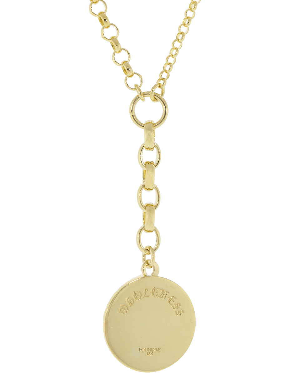 FOUNDRAE-Wholeness Medallion Mixed Link Belcher Chain Necklace-YELLOW GOLD