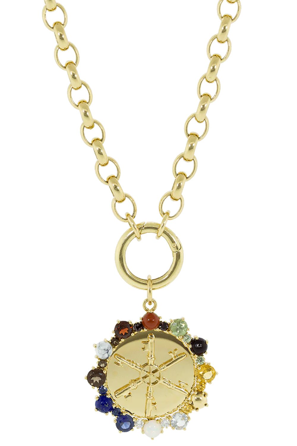 FOUNDRAE-Large Multi-Stone Aether Pendant-YELLOW GOLD