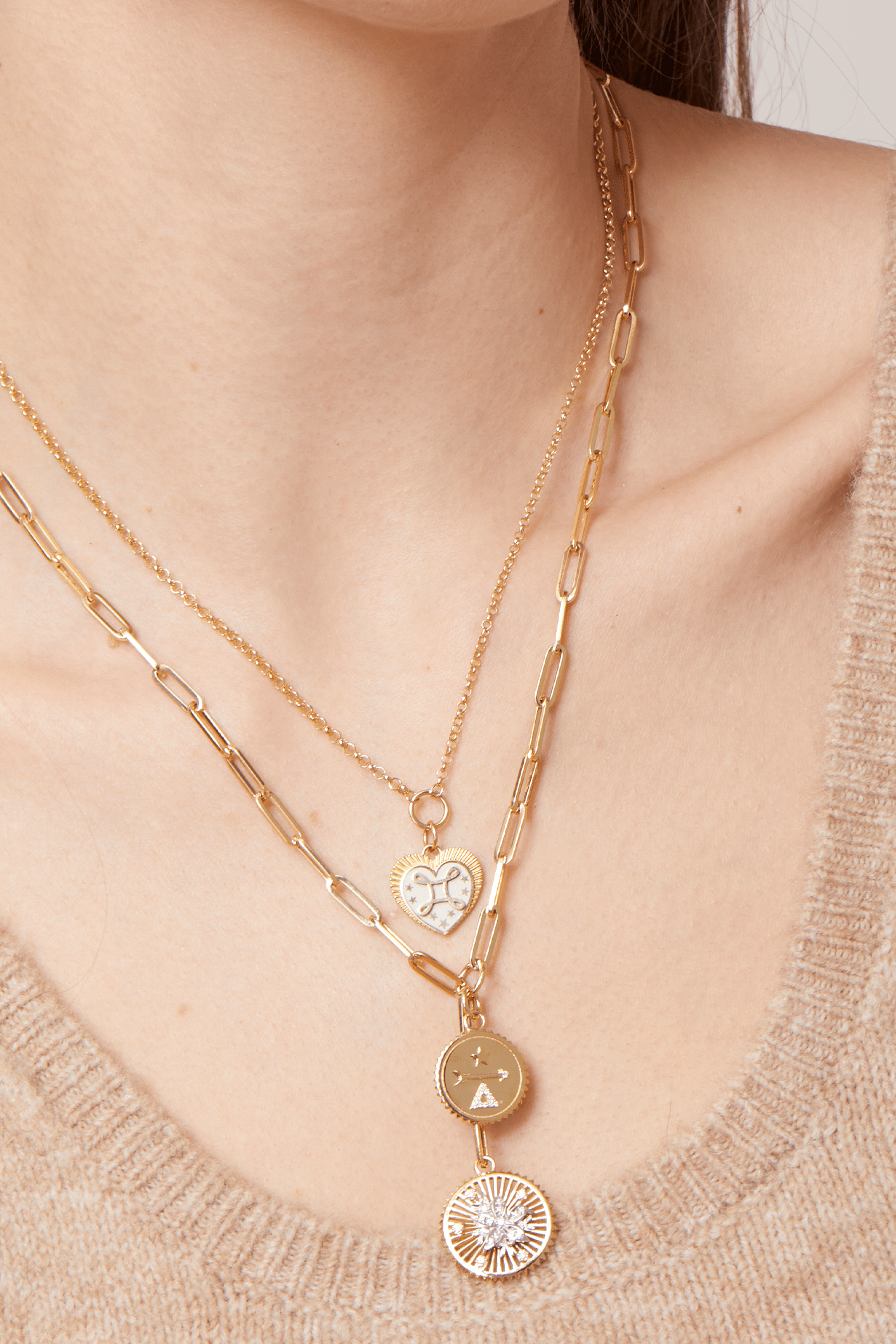 18K Yellow Gold Custom Radiating Heart : Midsize Mixed Link Chain Necklace  – FoundRae
