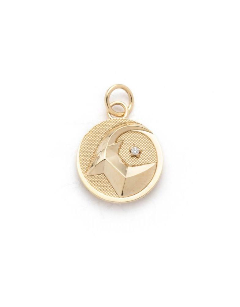 FOUNDRAE-Baby Capricorn Medallion-YELLOW GOLD