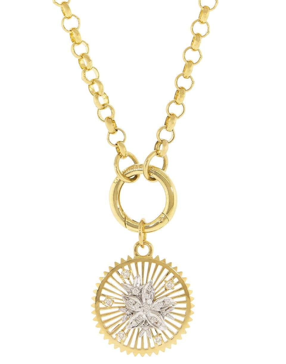 FOUNDRAE-Medium Diamond Mille Fleur Pendant-YELLOW GOLD