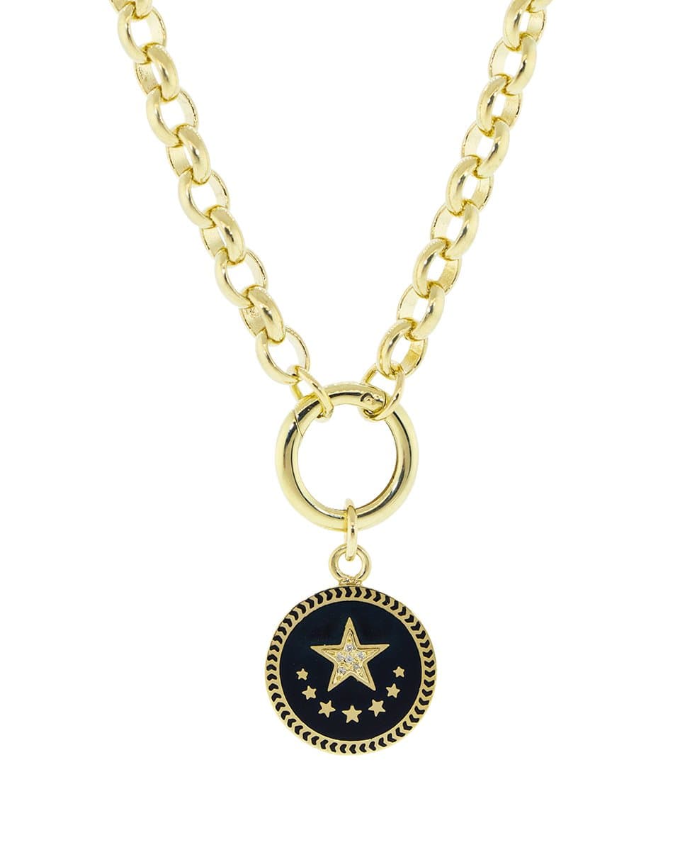 FOUNDRAE-Petite Black Star Medallion-YELLOW GOLD