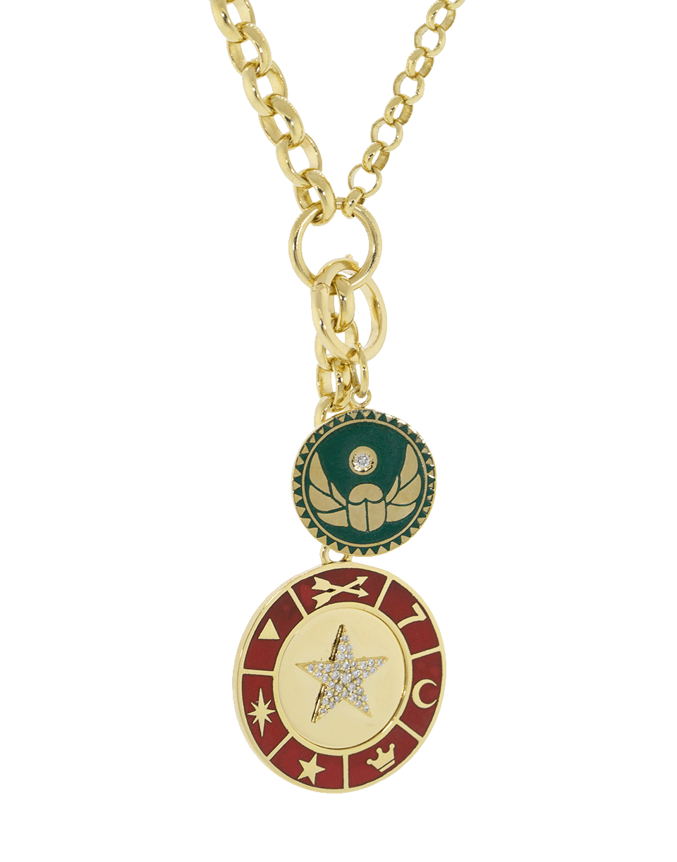 FOUNDRAE-Petite Protection Champleve Medallion Charm-YELLOW GOLD