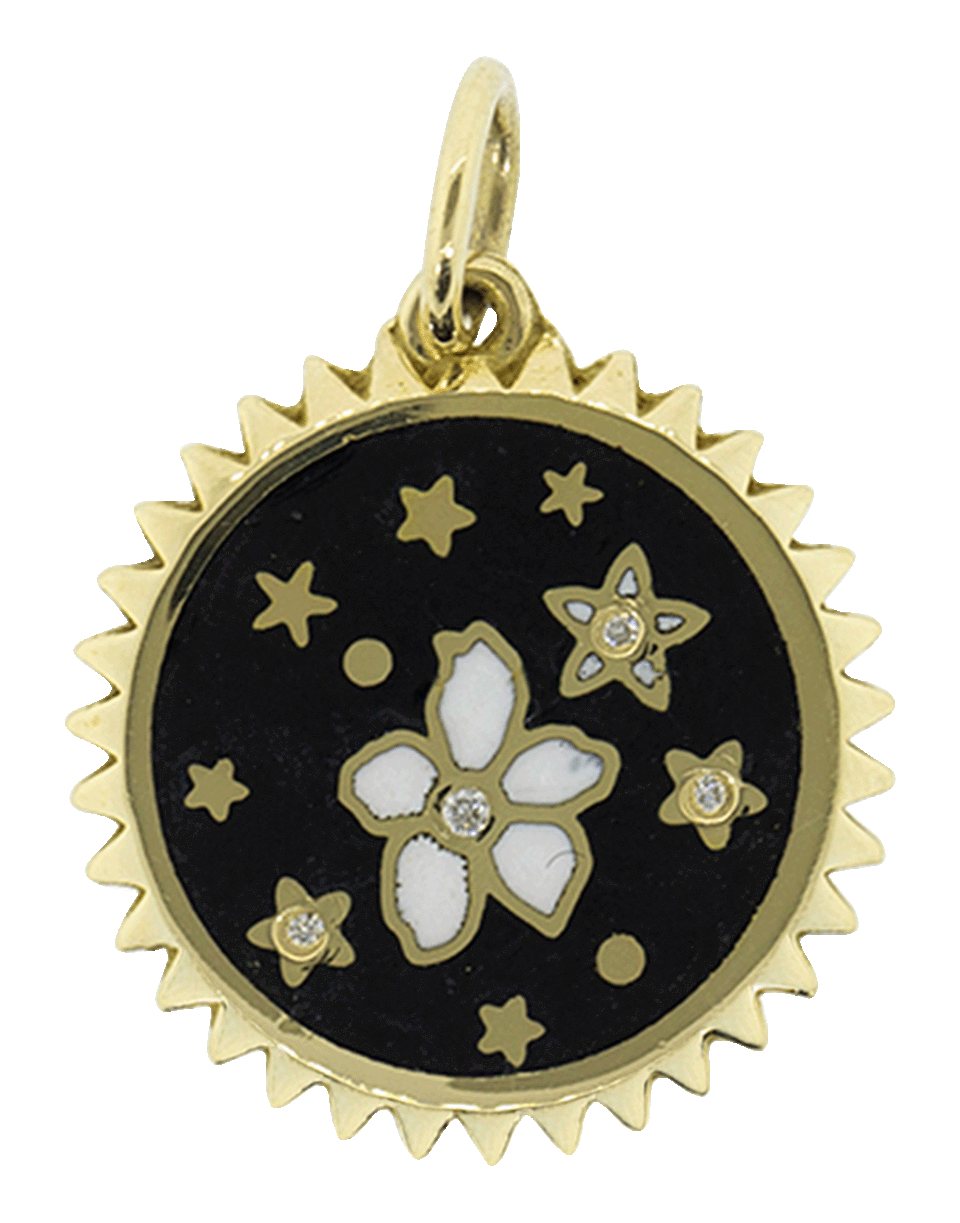 FOUNDRAE-Petite Resilience Champleve Medallion Charm-YELLOW GOLD