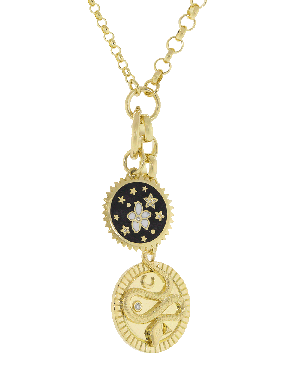FOUNDRAE-Petite Resilience Champleve Medallion Charm-YELLOW GOLD