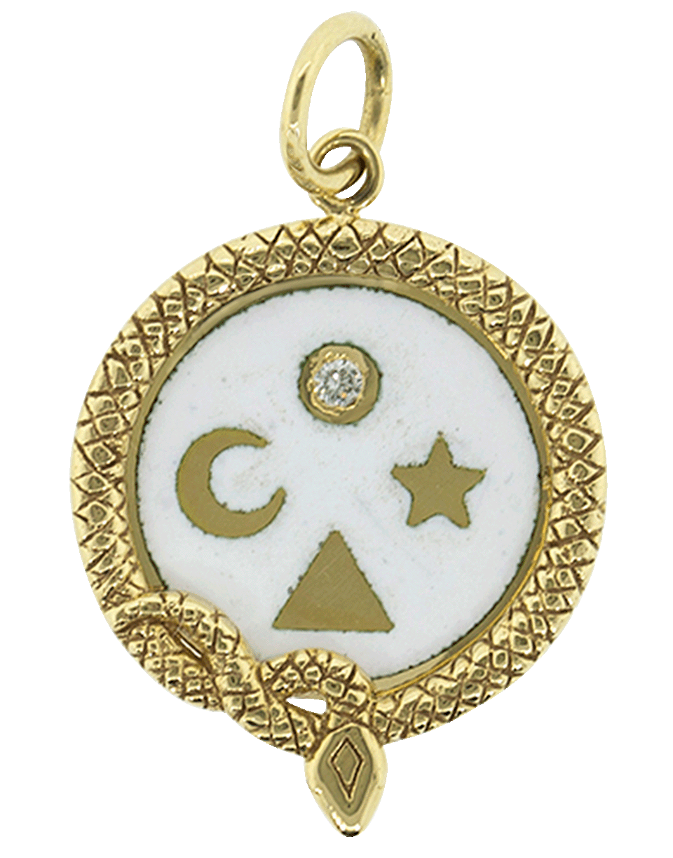 FOUNDRAE-Petite Wholeness Champleve Medallion Charm-YELLOW GOLD