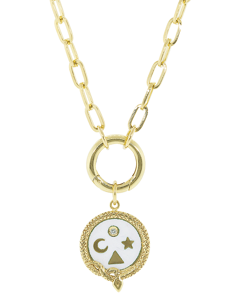 FOUNDRAE-Petite Wholeness Champleve Medallion Charm-YELLOW GOLD