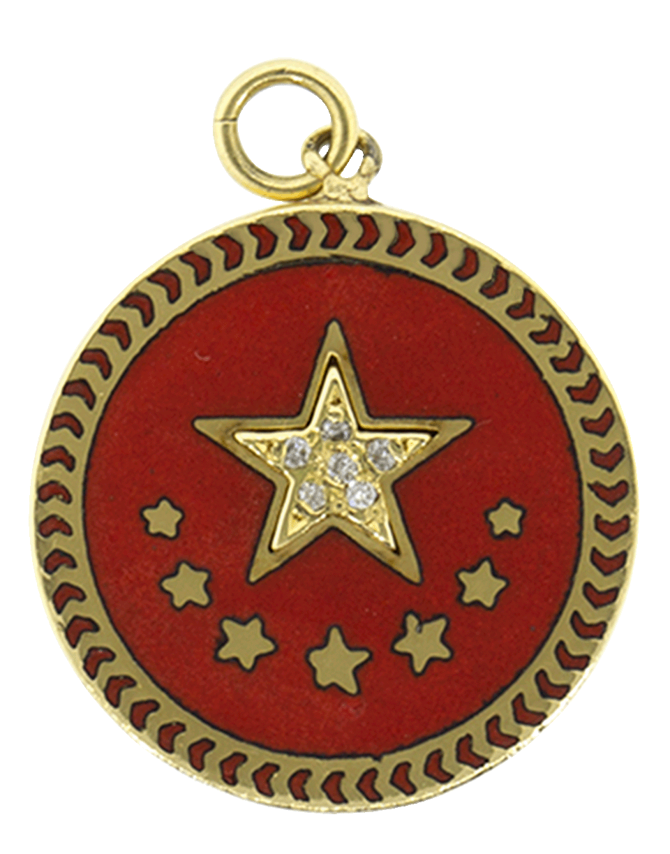 FOUNDRAE-Strength Red Enamel Medallion Pendant-YELLOW GOLD