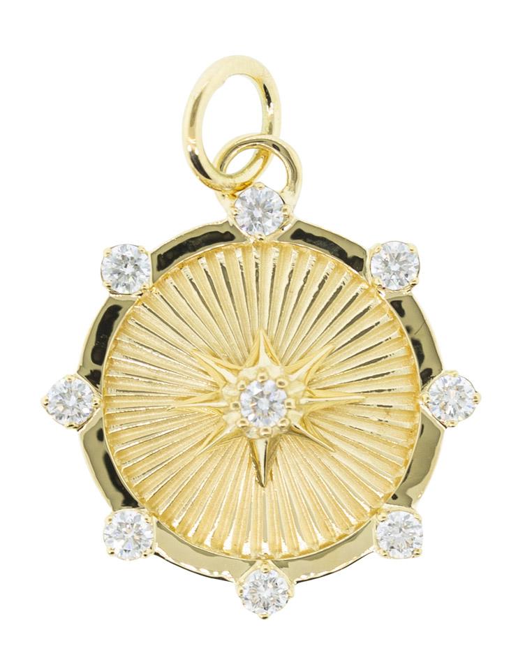 FOUNDRAE-True Love Diamond Spark Medallion Pendant-YELLOW GOLD