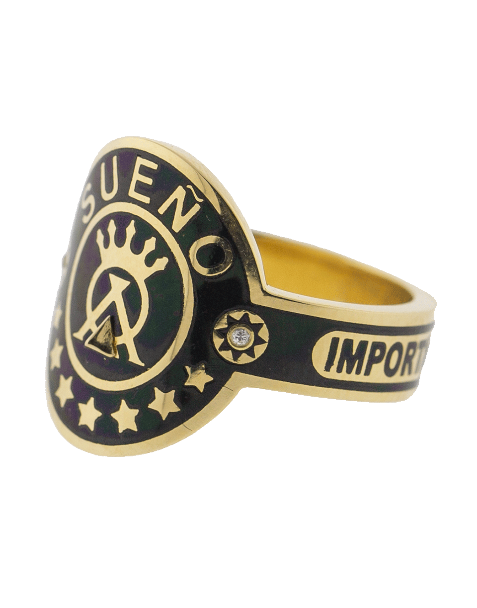 FOUNDRAE-Dream Black Enamel Champleve Cigar Band Ring-YELLOW GOLD