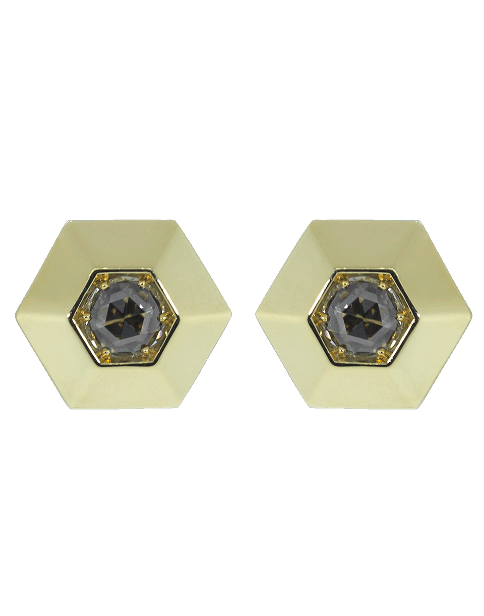FRED LEIGHTON-Diamond Hexagon Stud Earrings-YELLOW GOLD