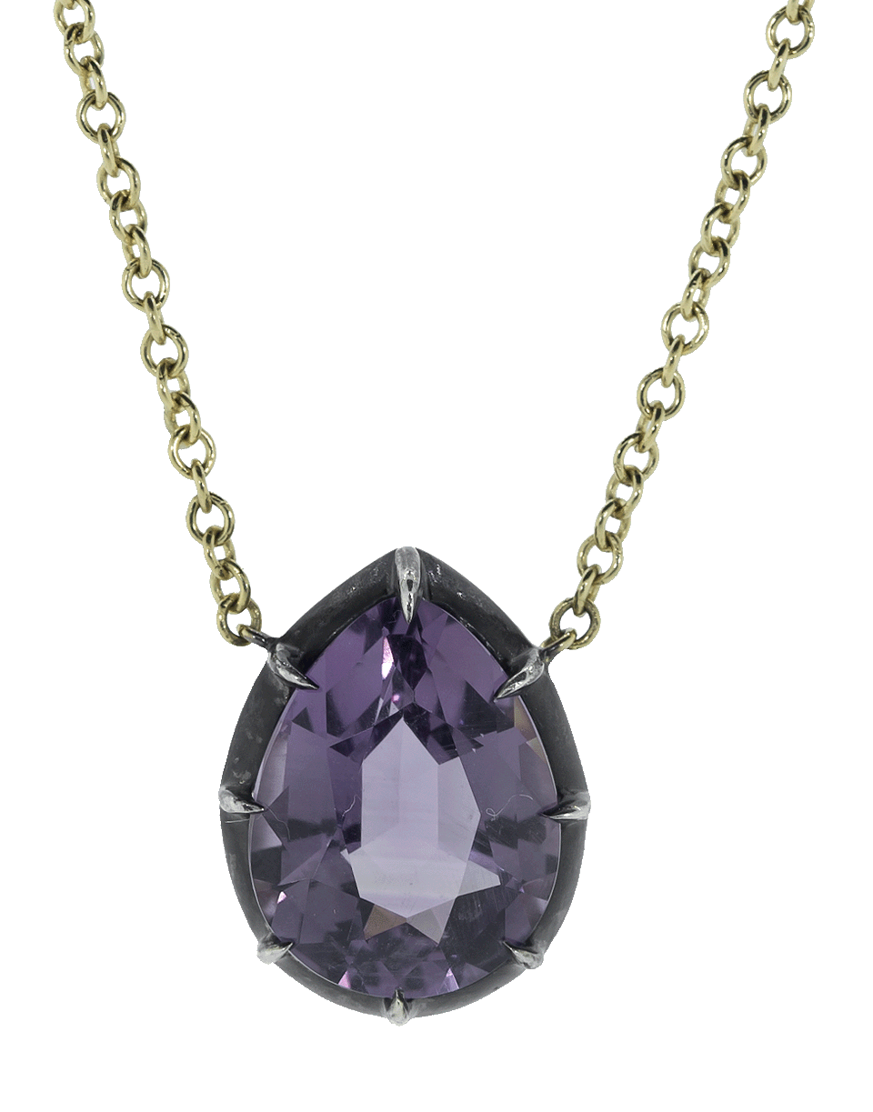 FRED LEIGHTON-Amethyst Solitaire Pendant Necklace-YELLOW GOLD