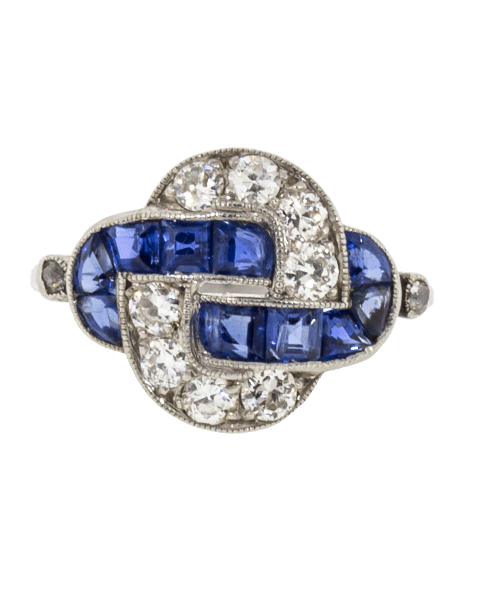 FRED LEIGHTON-Art Deco Sapphire And Diamond Knot Ring-PLATINUM