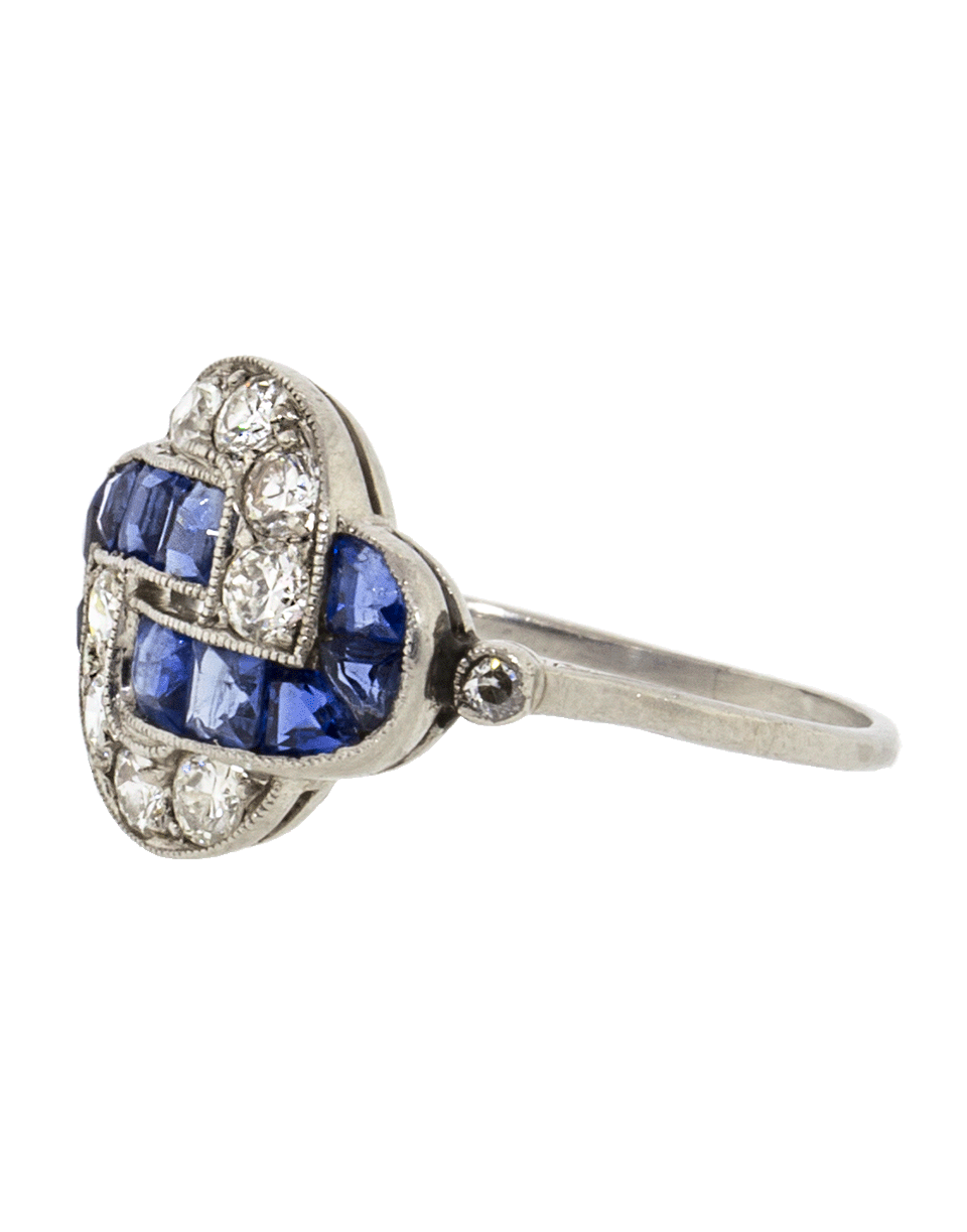 FRED LEIGHTON-Art Deco Sapphire And Diamond Knot Ring-PLATINUM