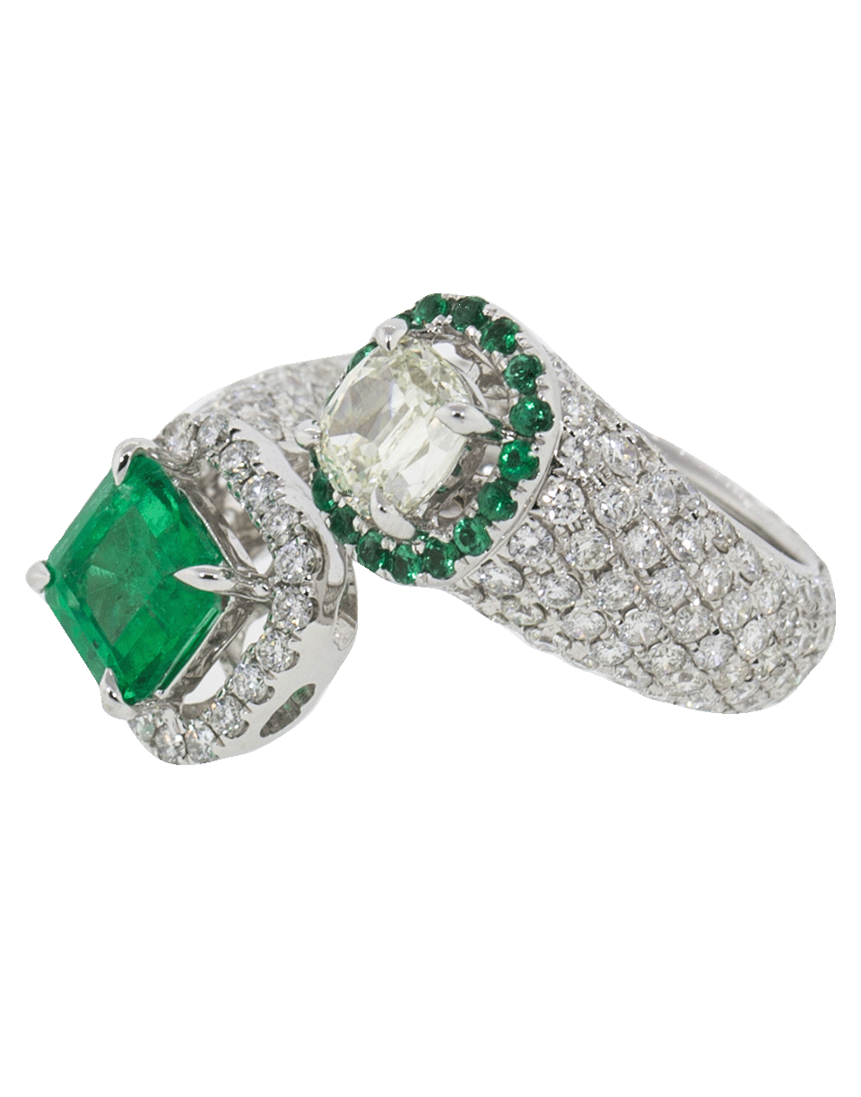 Emerald And Diamond Crossover Ring JEWELRYFINE JEWELRING FRED LEIGHTON   