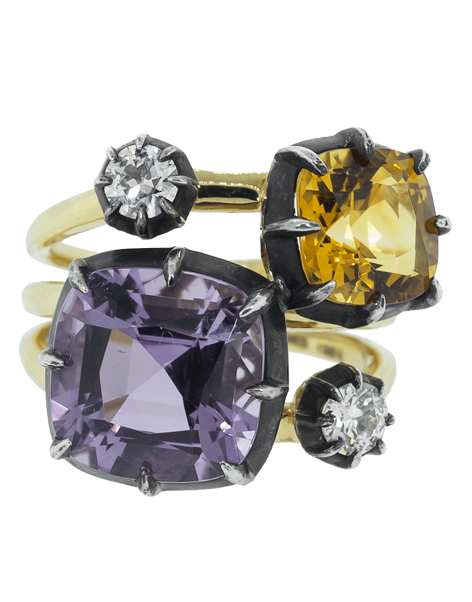 FRED LEIGHTON-Amethyst, Citrine and Diamond Stack Ring-YELLOW GOLD