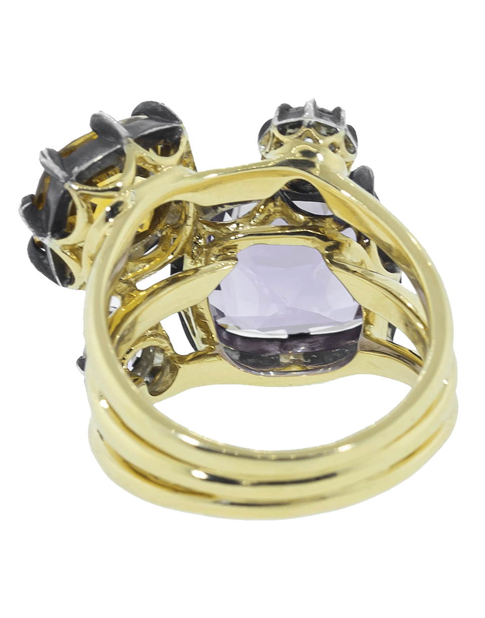 FRED LEIGHTON-Amethyst, Citrine and Diamond Stack Ring-YELLOW GOLD