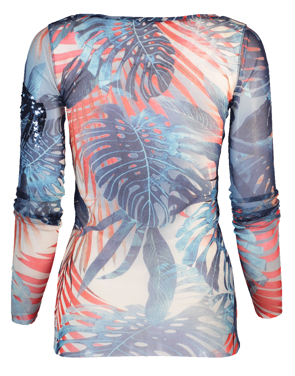 FUZZI-Palm Print Fitted Top-
