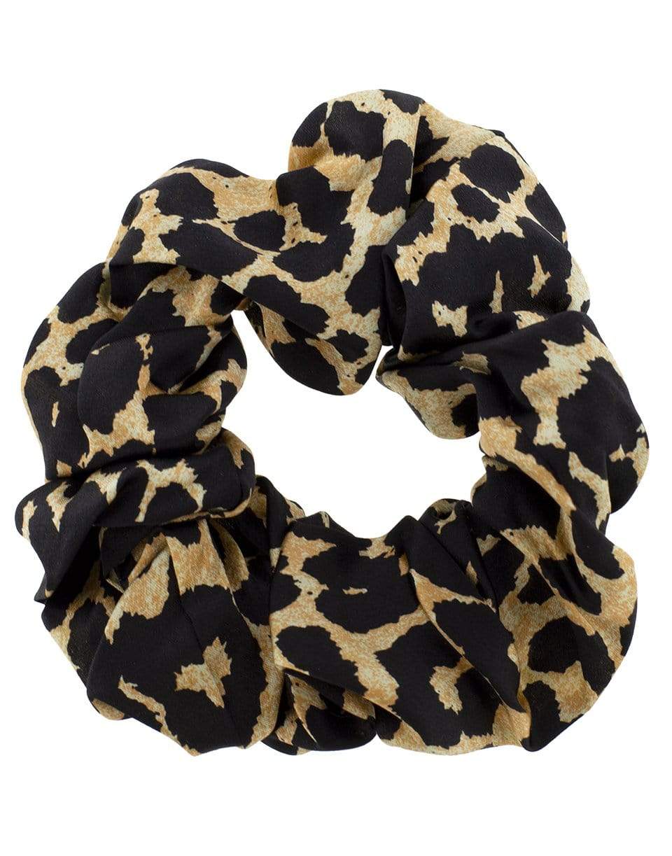 GANNI-Leopard Silk Scrunchie-LEOPARD