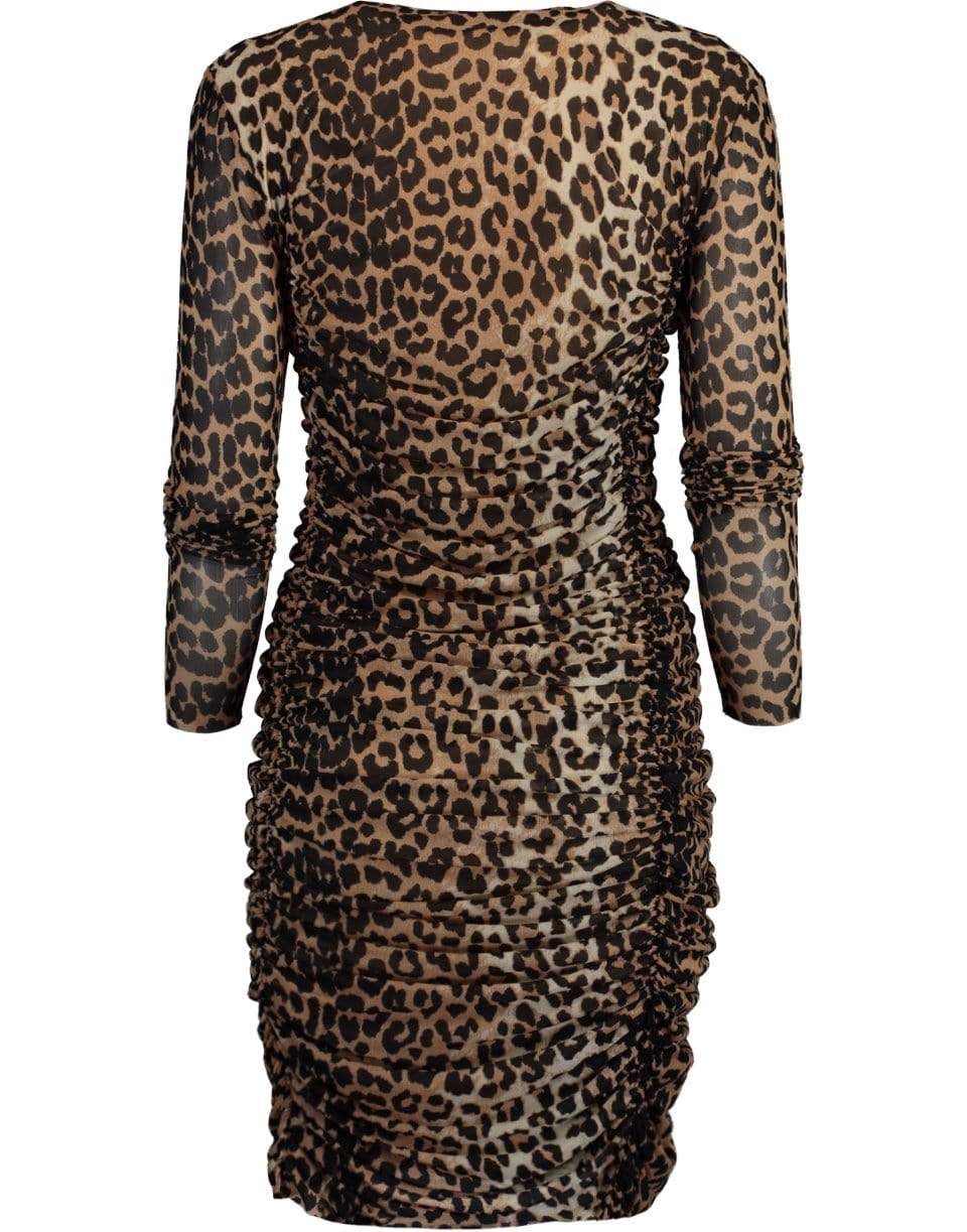 GANNI-Leopard Print Ruched Dress-