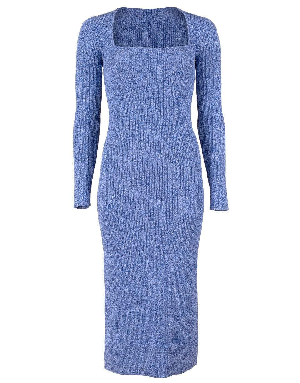 GANNI-Ribbed Rayon Knit Fitted Dress-
