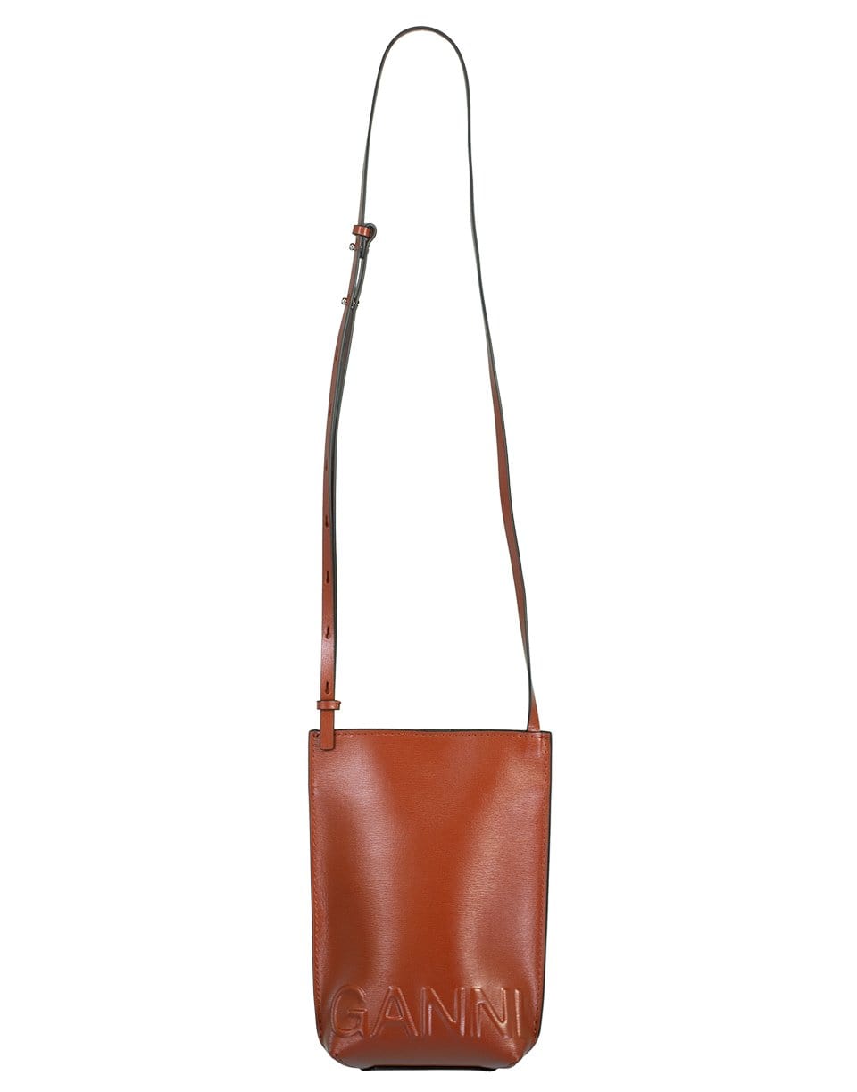 GANNI-Recycled Leather Brown Crossbody Mini Bag-BROWN