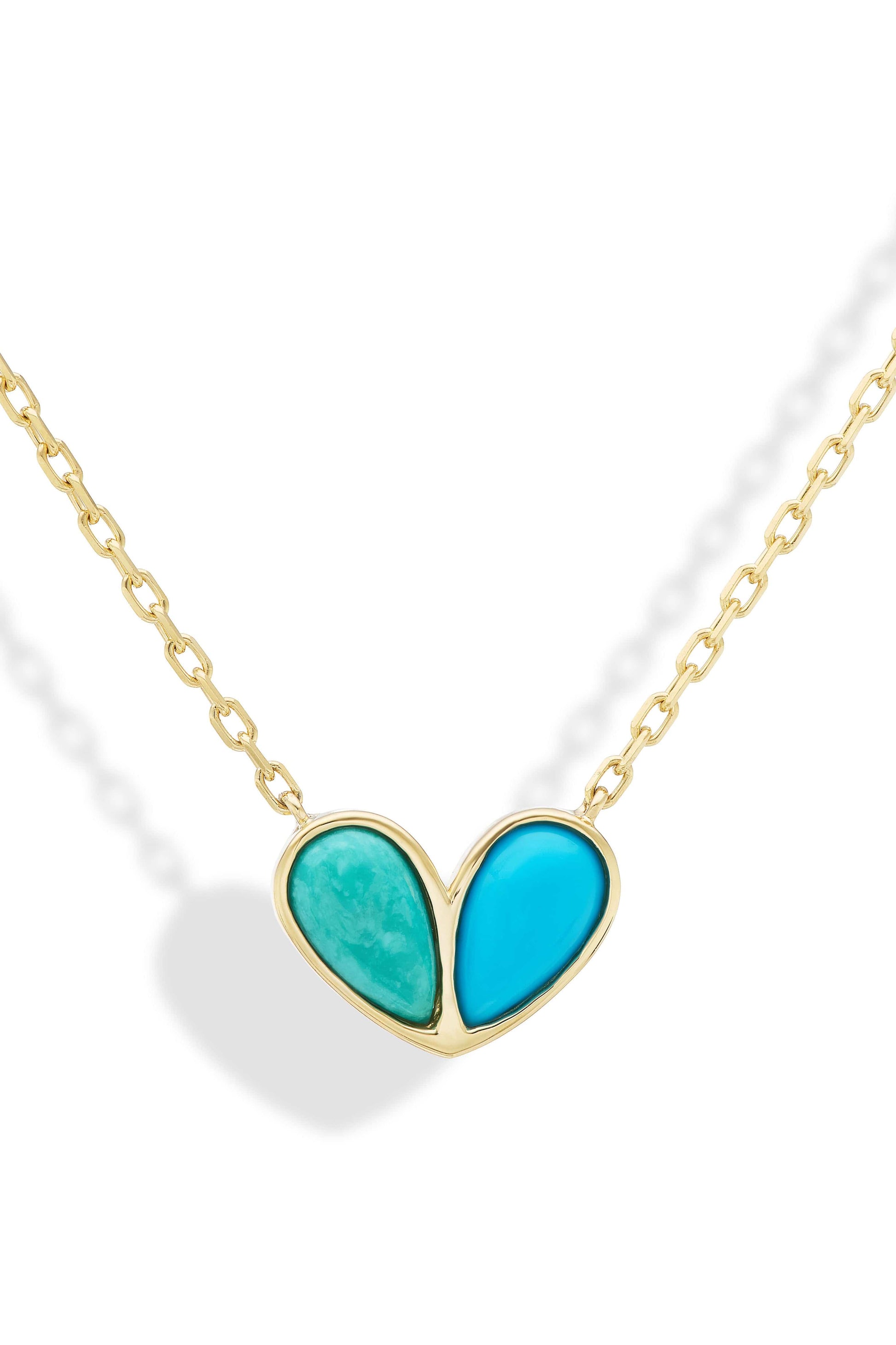 GEMELLA JEWELS-Jumbo Turquoise Sweetheart Necklace-YELLOW GOLD