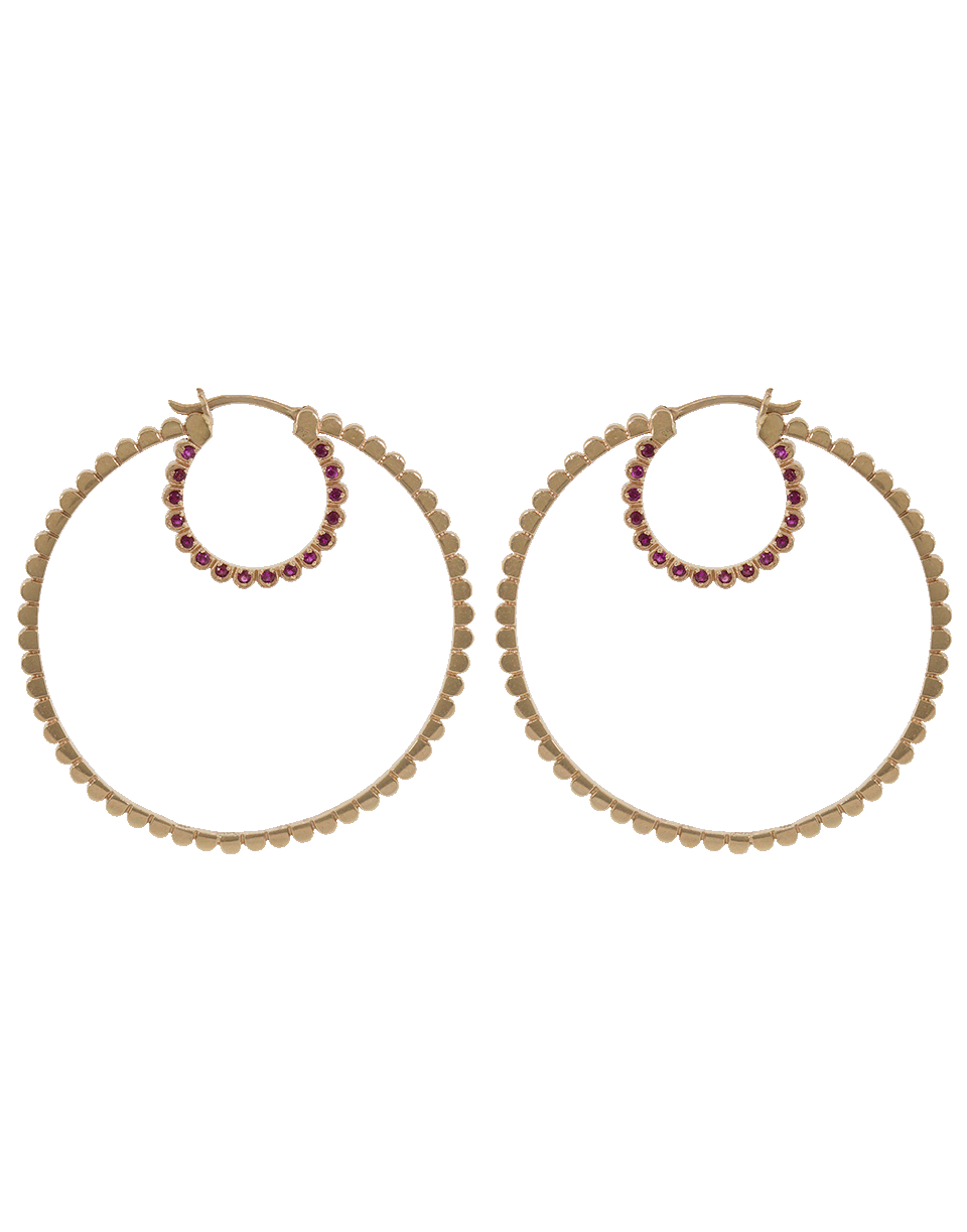 GEMFIELDS X MUSE-Double Daisy Ruby Hoop Earrings-ROSE GOLD