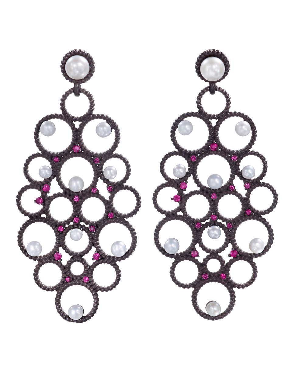 GEMFIELDS X MUSE-Ruby And Pearl Earrings-SILVER