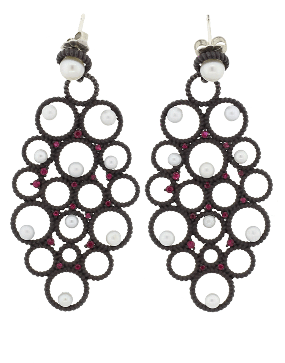 GEMFIELDS X MUSE-Ruby And Pearl Earrings-SILVER