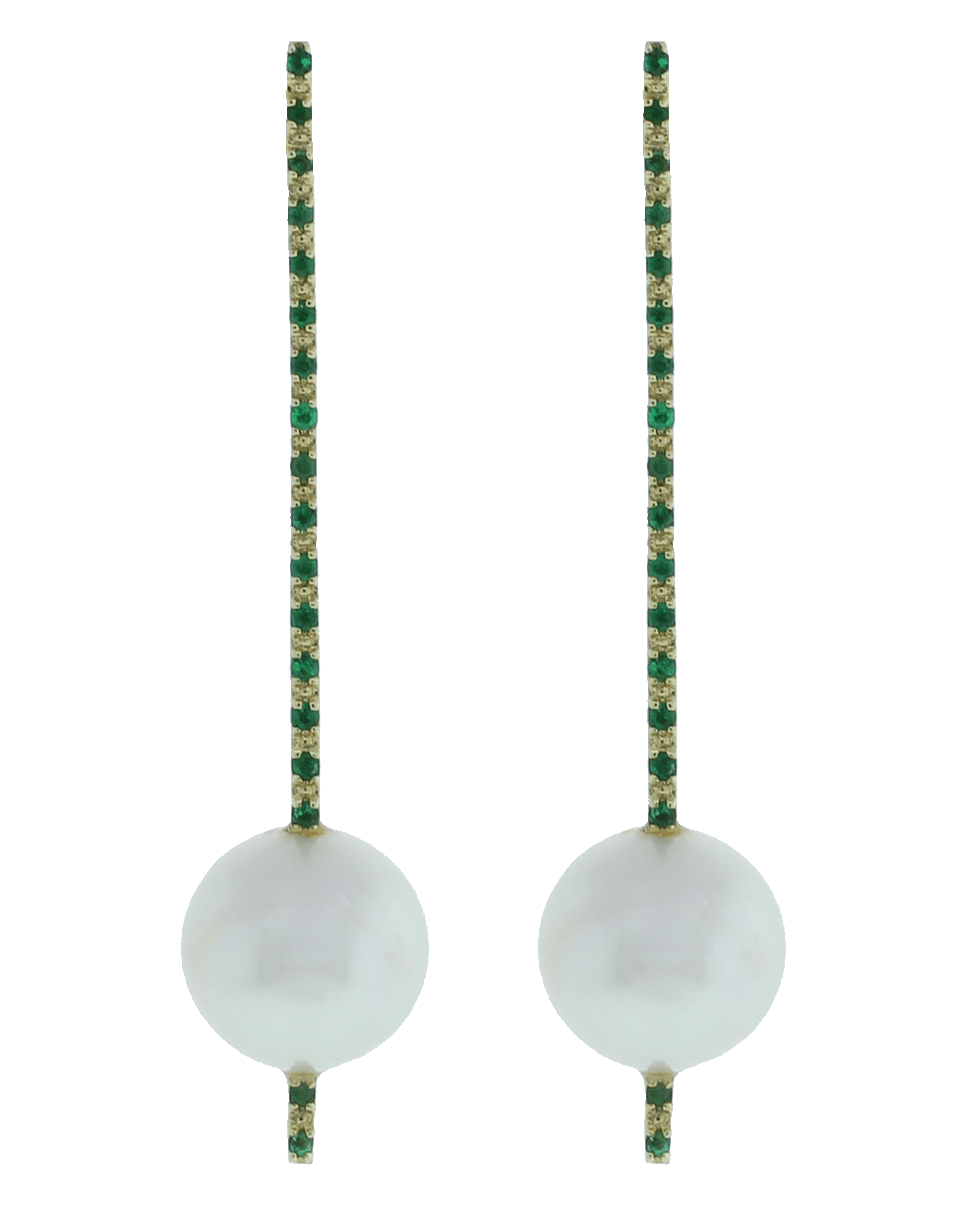 GEMFIELDS X MUSE-Stick Earrings With Emeralds-YELLOW GOLD