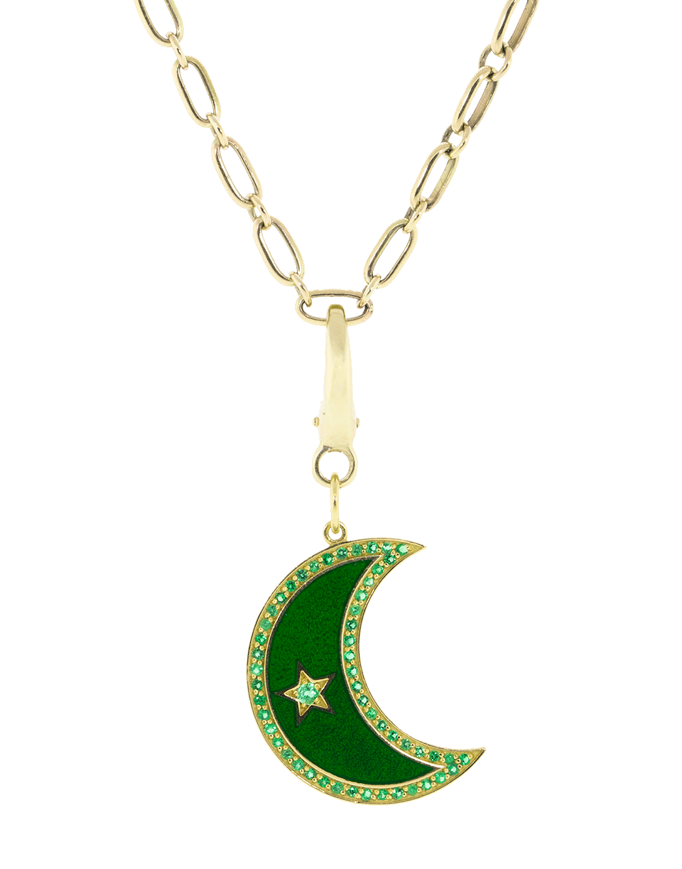 GEMFIELDS X MUSE-Emerald Crescent Moon Charm-YELLOW GOLD