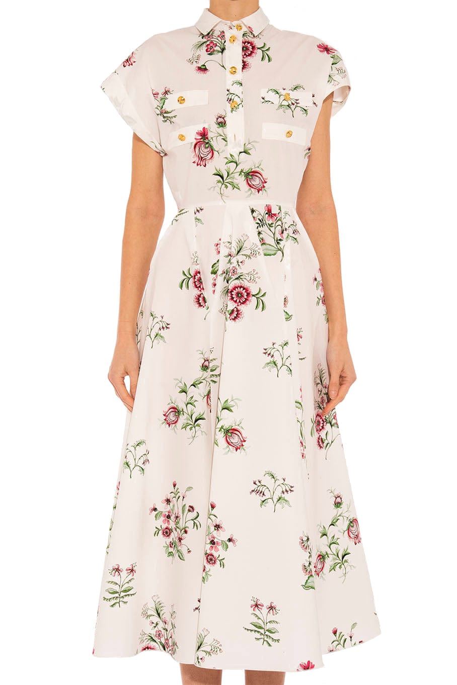 GIAMBATTISTA VALLI-Printed Floral Short Sleeve Dress-