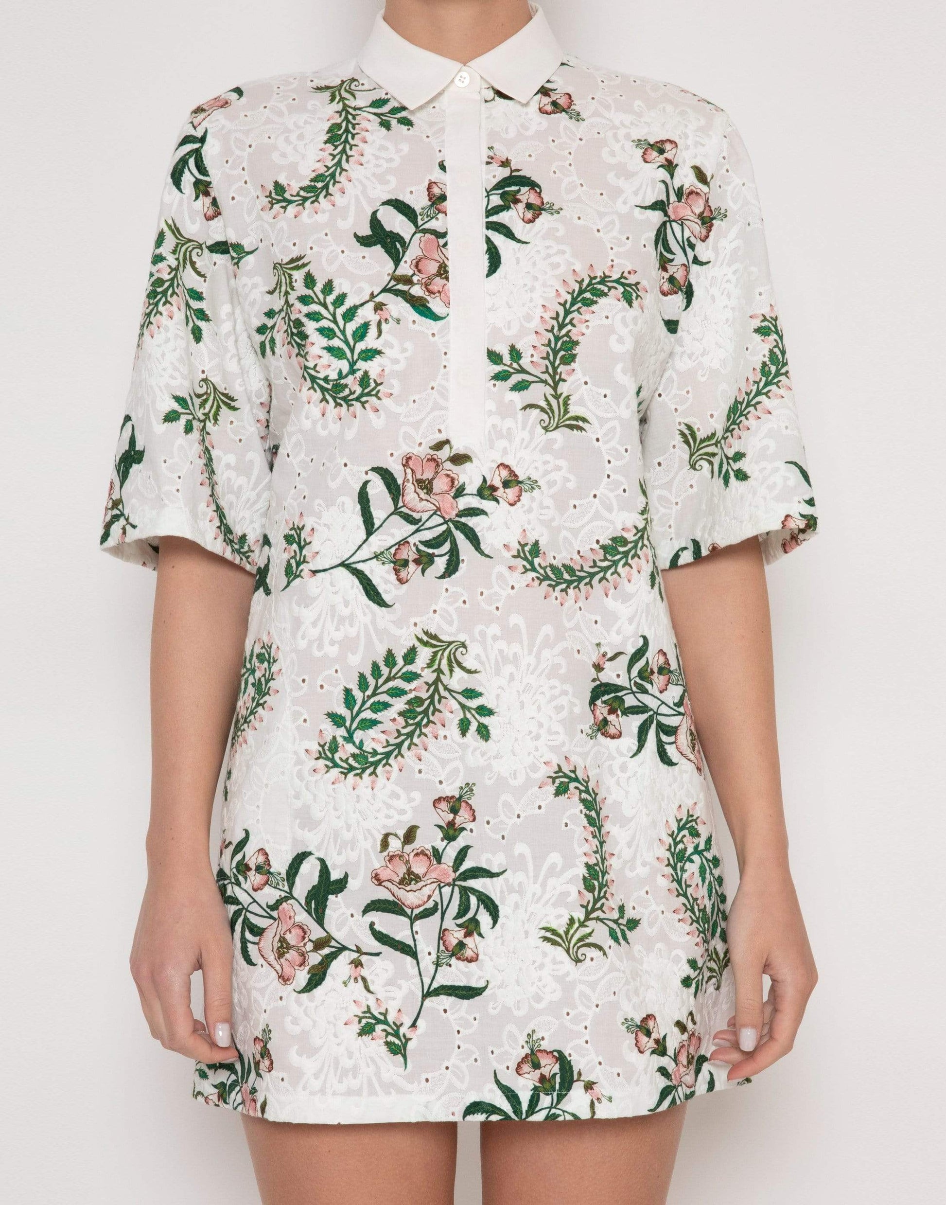 GIAMBATTISTA VALLI-Sangallo Lace Print Mini Shirt Dress-