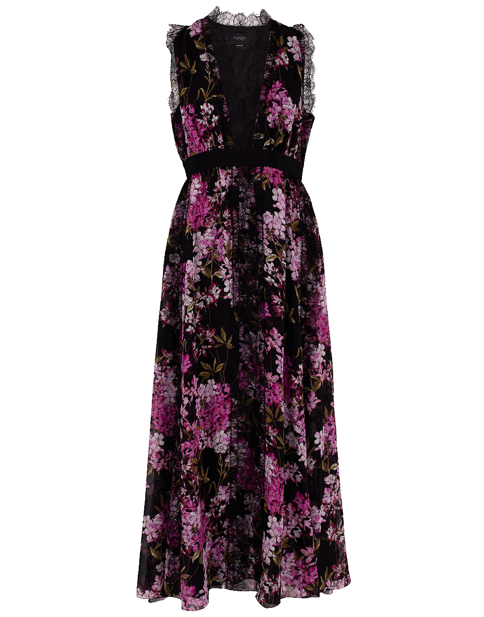 GIAMBATTISTA VALLI-Floral Print Long Dress-BLACK