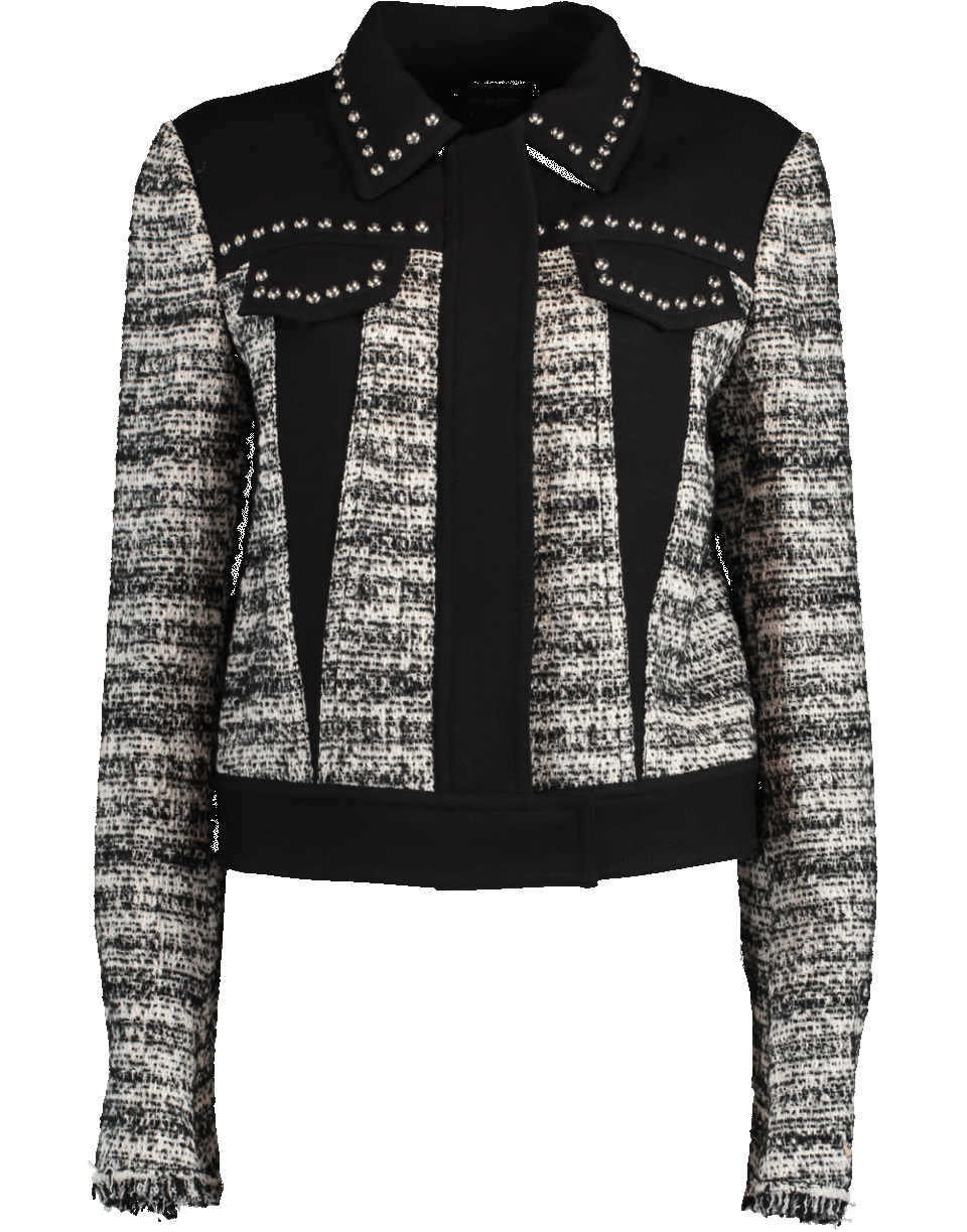 GIAMBATTISTA VALLI-Tweed Studded Jacket-IVRY/BLK