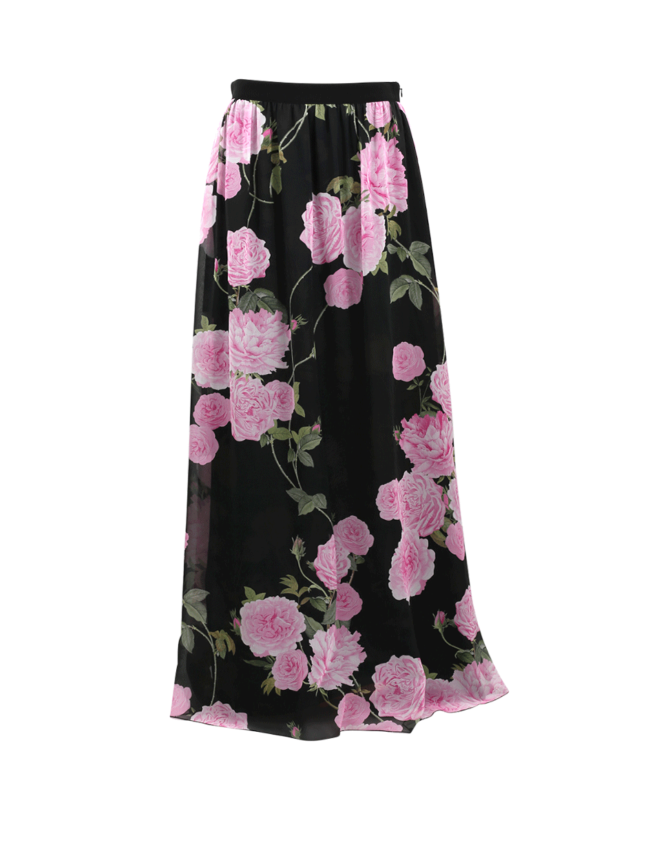 GIAMBATTISTA VALLI-Rose Print Maxi Skirt-BLACK