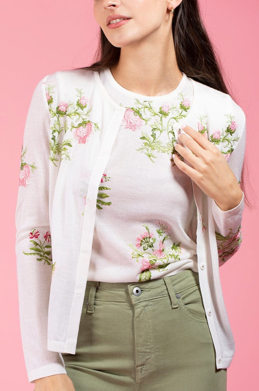 レディースVerybrain Flower Embroidered Cardigan - カーディガン