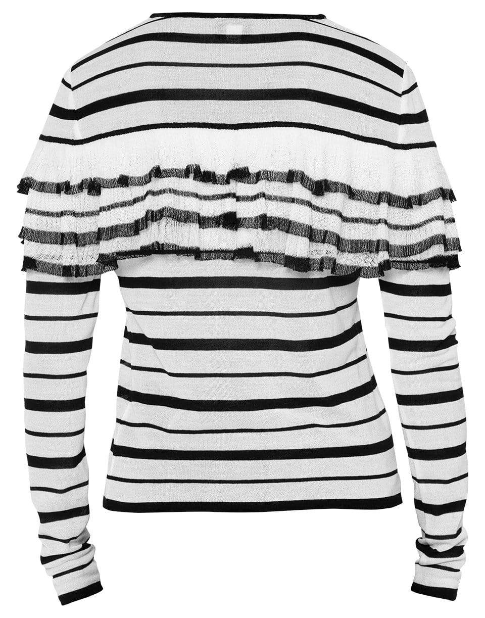 GIAMBATTISTA VALLI-Striped Ruffle Knit Pullover Top-