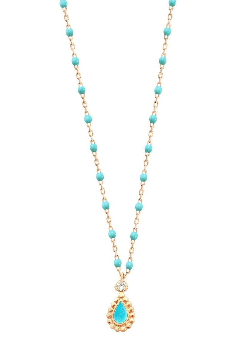 GIGI CLOZEAU-Lucky Cashmere Necklace - 16.5in - Turquoise-YG/TURQ