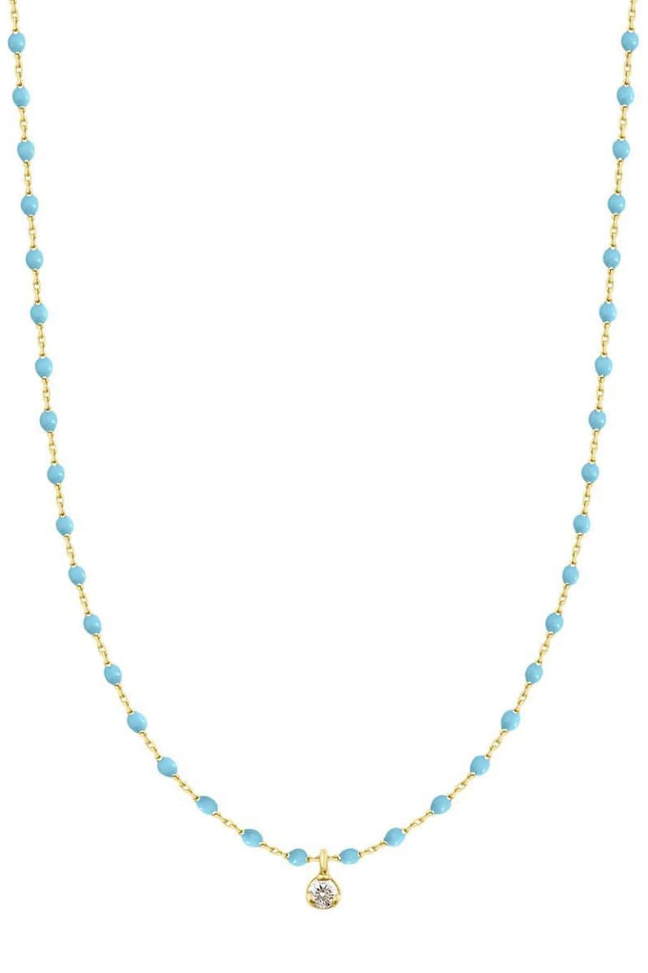 GIGI CLOZEAU-Mini Diamond Gigi Necklace - 15.7in - Turquoise-YG/TURQ