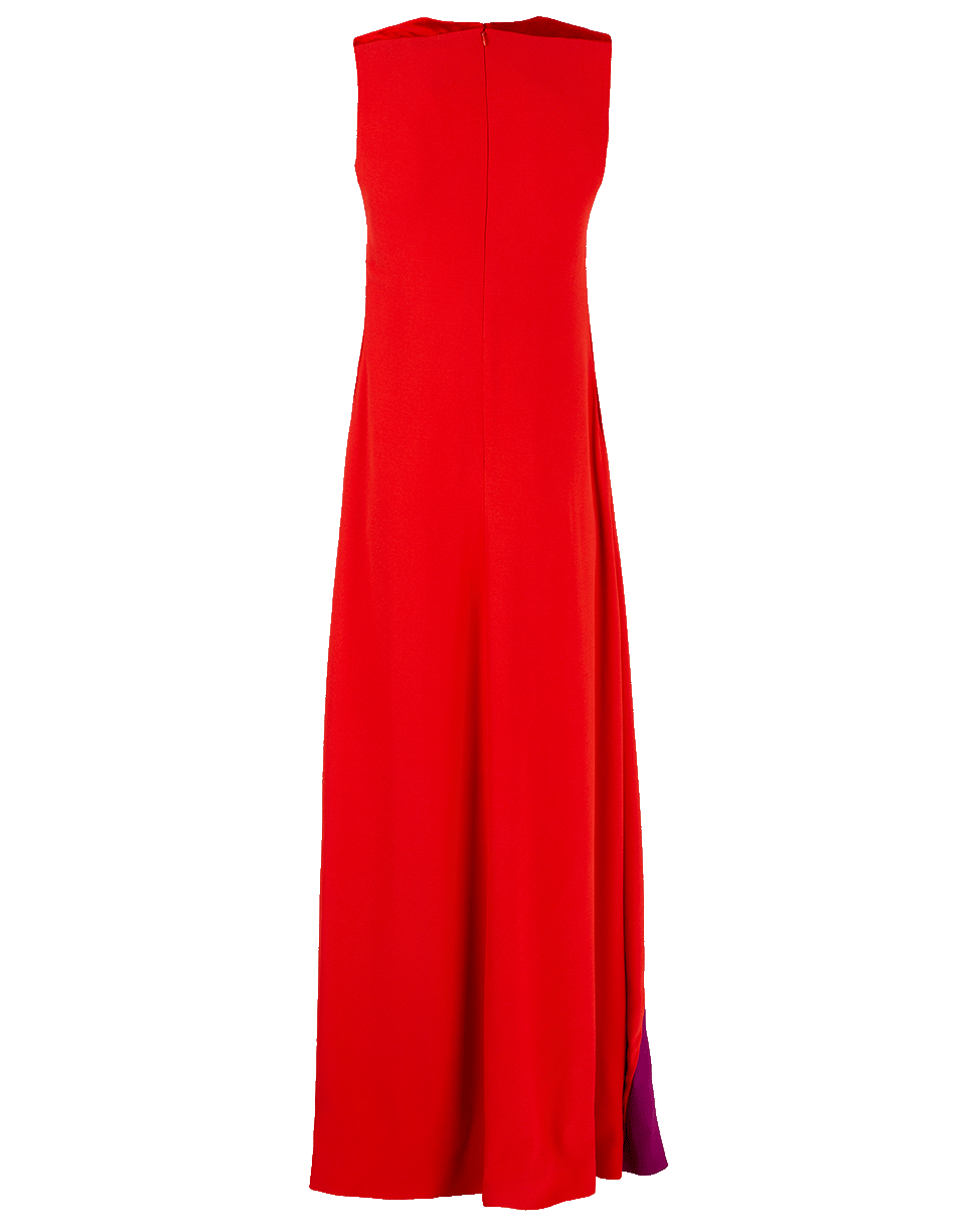 GIVENCHY-Bateau Neck Color Block Gown-RED