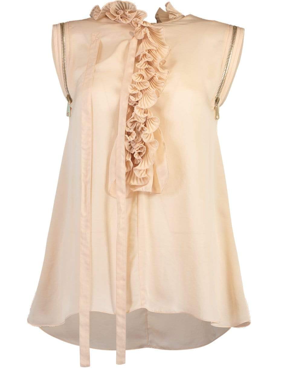 GIVENCHY-Sleeveless Ruffle-Front Top-BEIGE