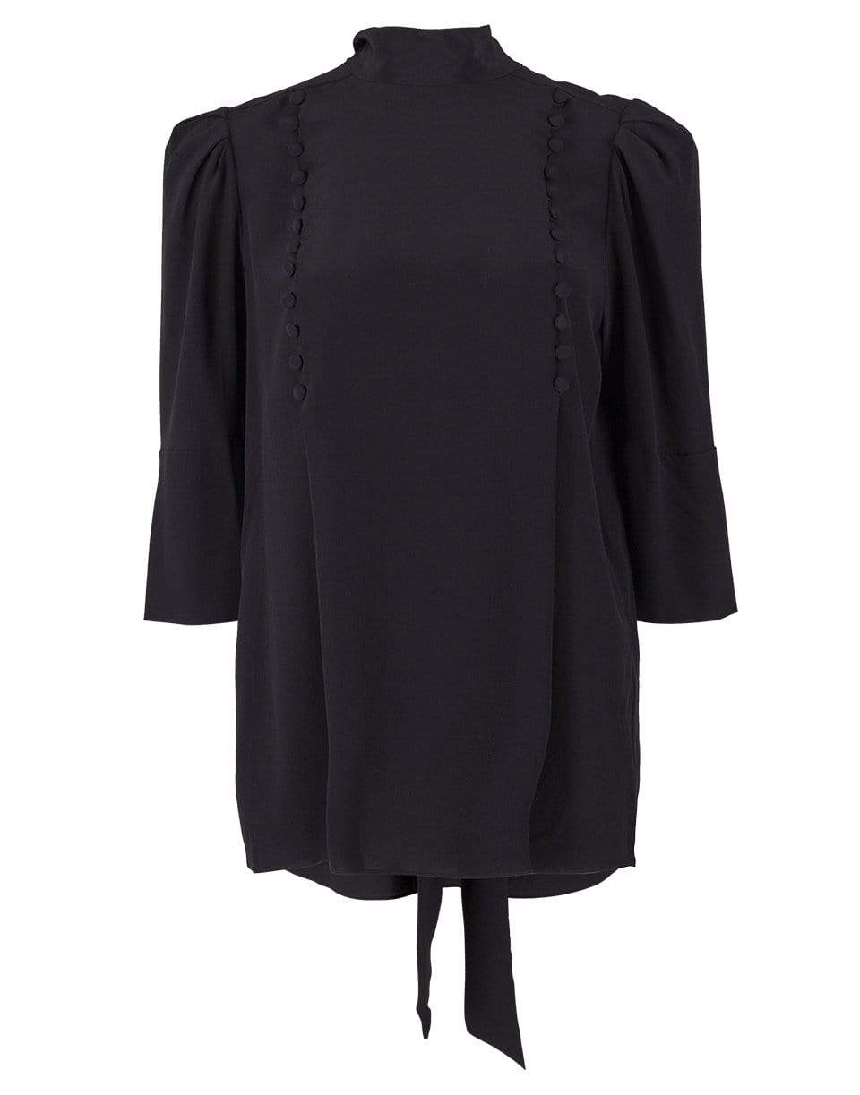 GIVENCHY-Crepe de Chine 3/4 Sleeve Buttoned Blouse-
