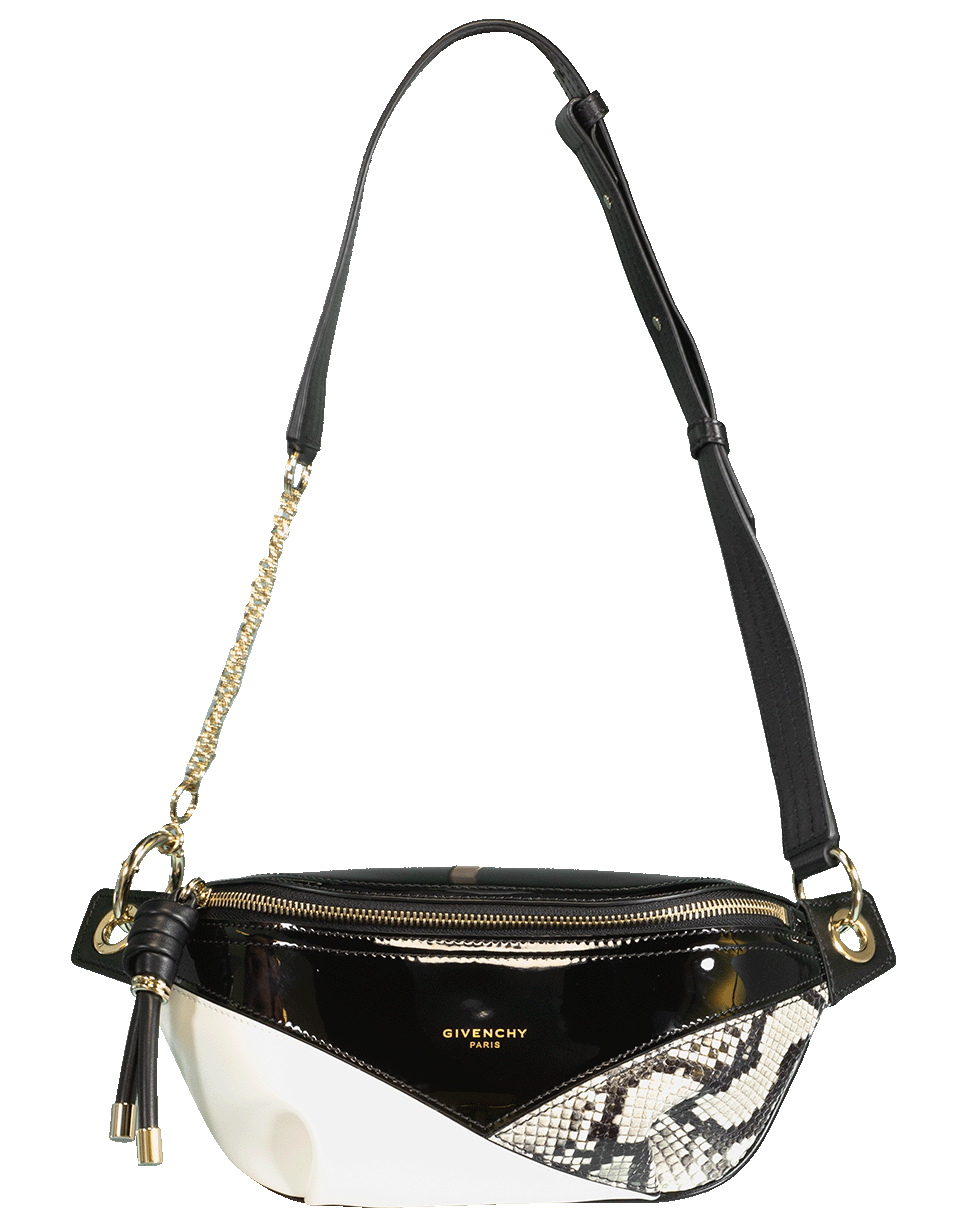 GIVENCHY-Patent and Snakeskin Bum Bag-BLK/WHT
